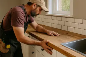 Artisans alsaciens posant une cuisine